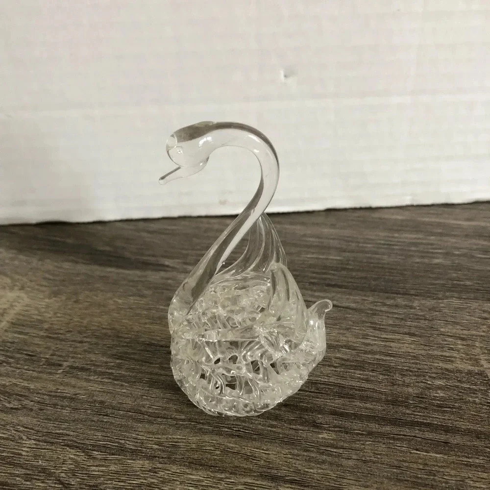 Hand Blown Spun Glass Swan